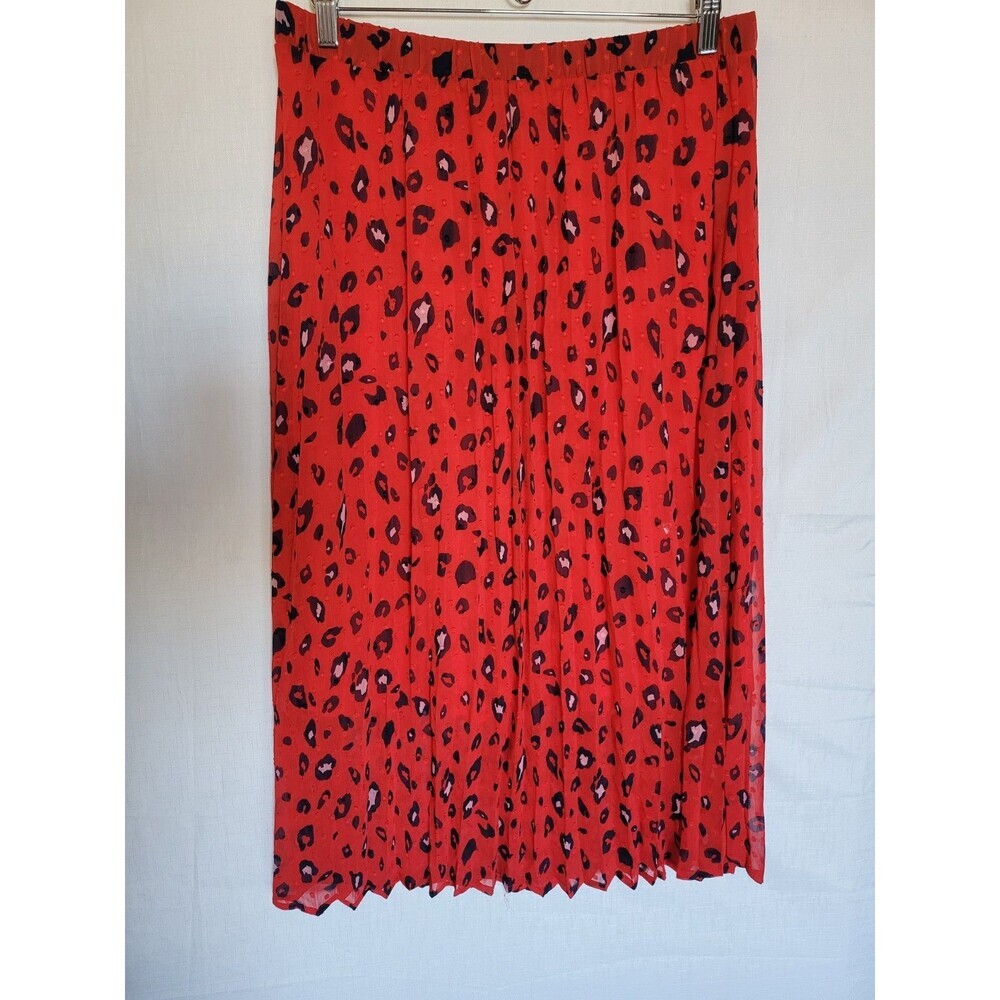 Selected Femme Women's Skirt Pleated Animal Print 42 Red